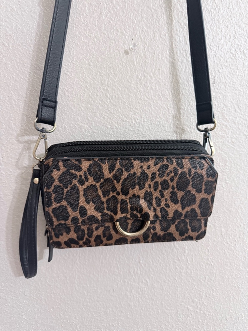 Leopard Print Crossbody Bag - Brown